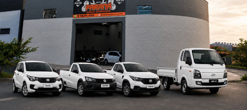 Veículos de frota (Fiat Mobi, Volkswagen Saveiro, Fiat Strada e Hyundai HR-V) atendidos na Paraná Serviços Automotivos